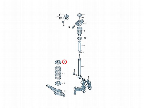 ブッシュ(スプリングシート アッパー) リア 左右共通 VW(フォルクスワーゲン) [1K0512149B]