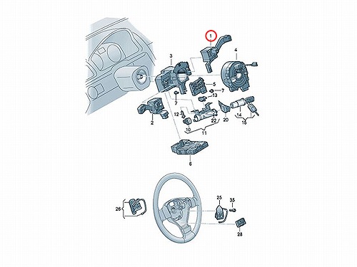 ウインカーレバー(シグナルスイッチ) VW(フォルクスワーゲン) [1K0953513G9B9]