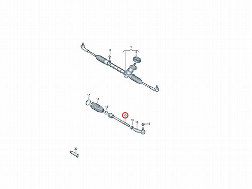 インナータイロッド(ラックエンド) 左右共通 VW(フォルクスワーゲン) [1S0423810A]