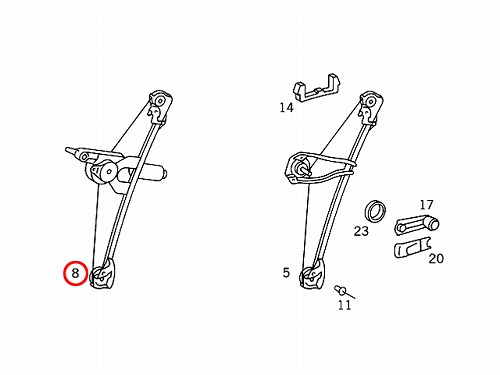 パワーウインドウレギュレーター リア 右側 メルセデスベンツ [2027301446]