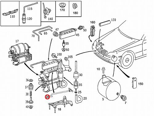 純正 エアサスコンプレッサー(エアサスポンプ)用ホース メルセデスベンツ [2203270000]