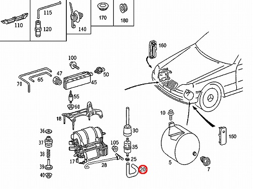 純正 エアサスコンプレッサー(エアサスポンプ)用ホース メルセデスベンツ [2203270082]