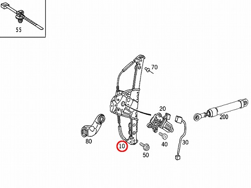 パワーウインドウレギュレーター リア 右側 メルセデスベンツ [2207302446]