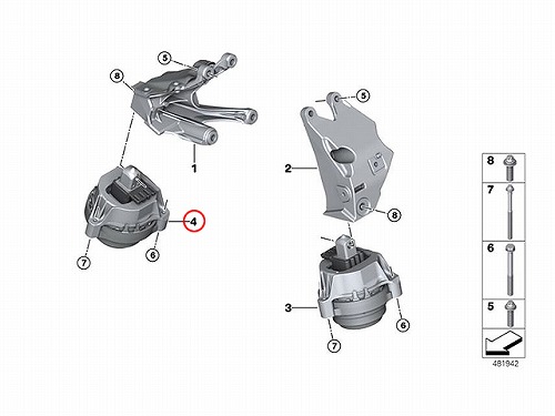 エンジンマウントブッシュ 右側 BMW [22116860488]