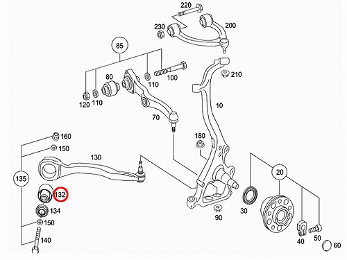 ストラットアームブッシュ(テンションロッドブッシュ)フロント ベンツ [2213330814]