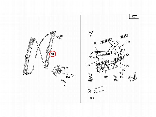 純正 パワーウインドウレギュレーター フロント 右側 メルセデスベンツ [2217200246]