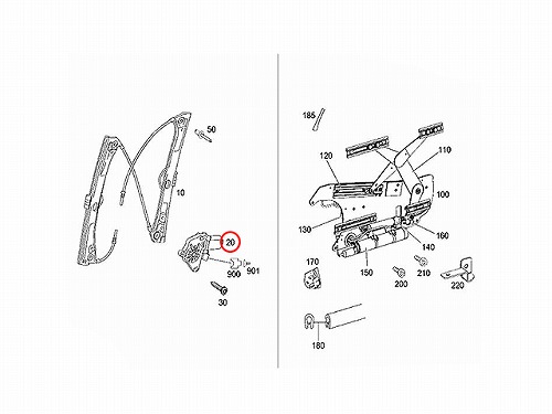 純正 パワーウインドウレギュレーターモーター フロント 右側 メルセデスベンツ [2218202842A]