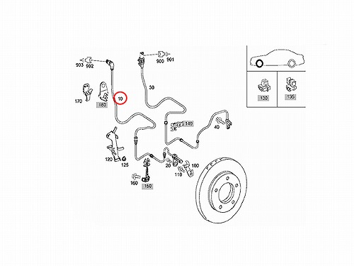 純正 ABSセンサー(スピードセンサー) フロント 左右共通 メルセデスベンツ [2219057400]