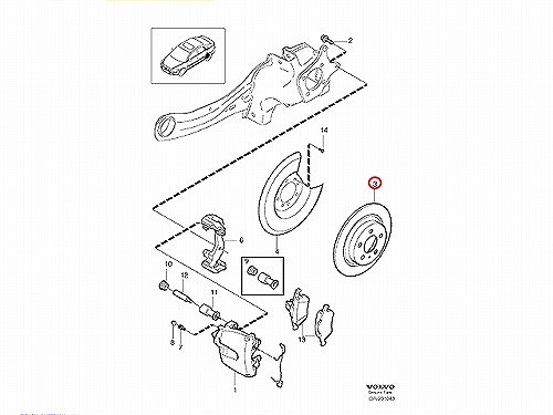 ブレーキローター(ディスクローター) リア METELLI製 VOLVO(ボルボ) [230686C]