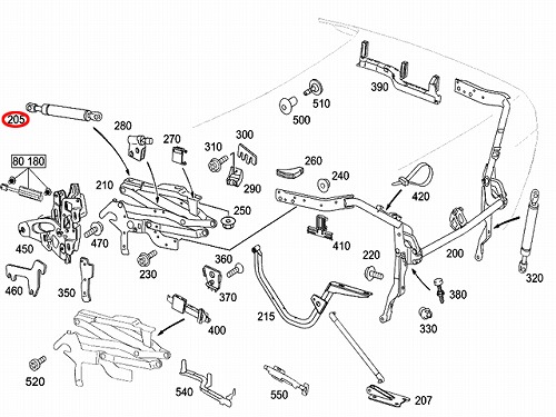 トランクダンパー(トランクショックアブソーバ) 左右共通 メルセデスベンツ [2307500036]