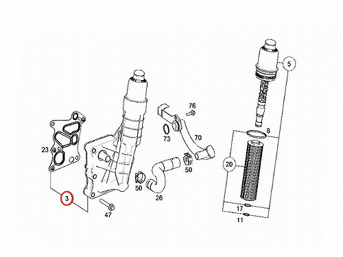 オイルフィルターケース(ブラケット) ASSY メルセデスベンツ [2711801410]