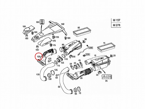 エアインテークホース(コネクティングパイプ) 右側 メルセデスベンツ [2780905082]