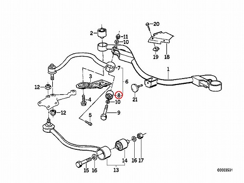 ストラットアームブッシュ(テンションロッドブッシュ) フロント 左右共通 BMW [31121136607]