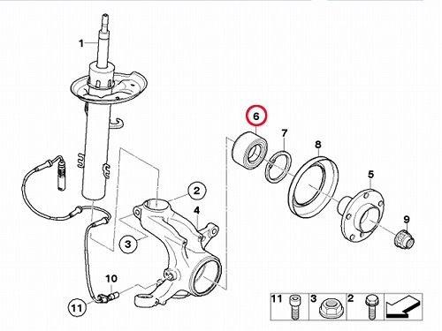 ホイール ハブベアリング フロント 左右共通 BMW [31203450600]