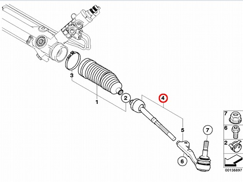 タイロッド(ラックエンド)ASSY 左側 BMW [32106765235]