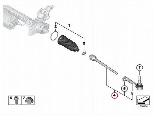 タイロッド(ラックエンド)ASSY 右側 BMW [32106799965]