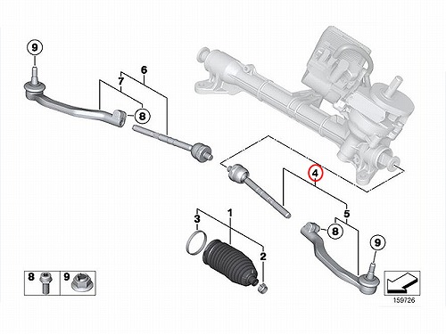 タイロッド(ラックエンド)ASSY 左側 MINI(ミニ) [32109808837]