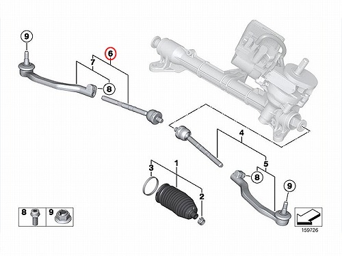 タイロッド(ラックエンド)ASSY 右側 MINI(ミニ) [32109808838]
