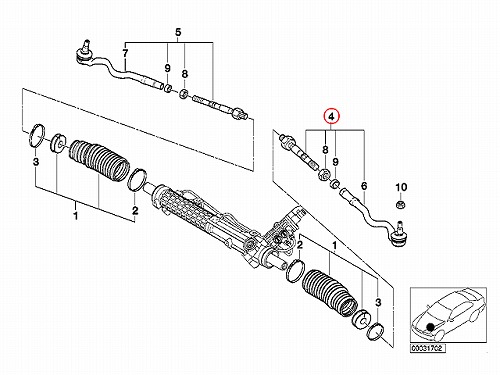 タイロッド(ラックエンド) ASSY 左側 BMW [32211095955]