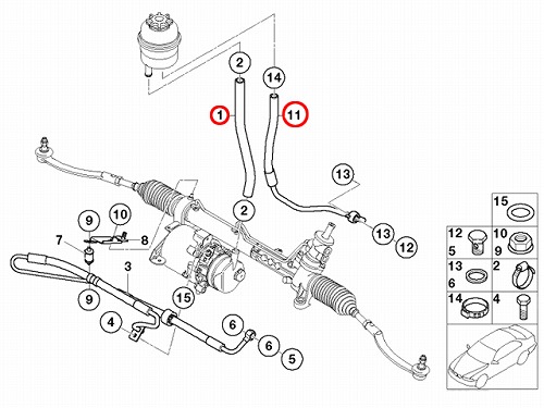 パワステホース(インテーク・リターン) 2本セット MINI(ミニ) [32416754498-S]