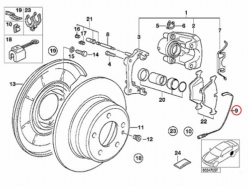 ブレーキパッドセンサー(ディスクパッドセンサー) リア BMW [34351179819]