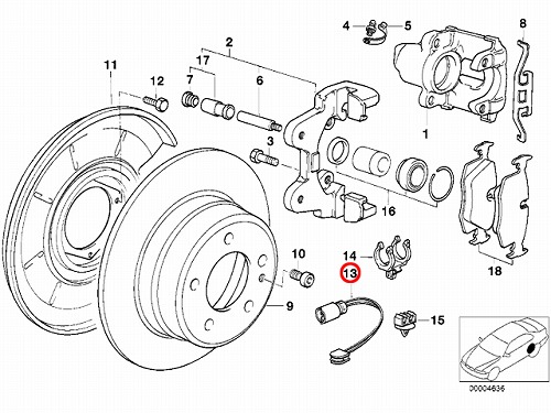 ブレーキパッドセンサー(ディスクパッドセンサー) リア BMW [34351182533]