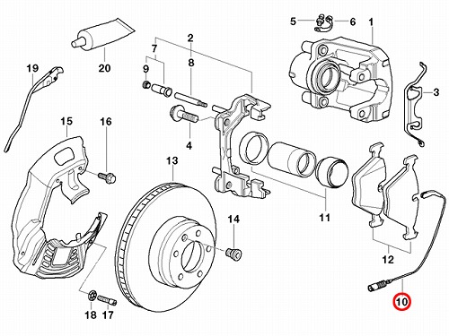 ブレーキパッドセンサー(ディスクパッドセンサー) フロント BMW [34352229018]