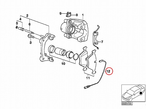 ブレーキパッドセンサー(ディスクパッドセンサー) リア BMW [34352229780]