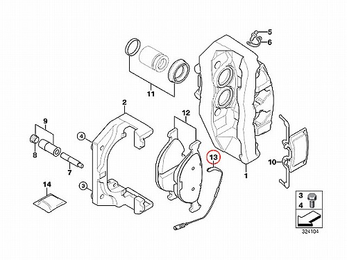 ブレーキパッドセンサー(ディスクパッドセンサー) フロント 右側 用 BMW [34352282935]