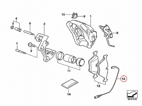 ブレーキパッドセンサー(ディスクパッドセンサー) フロント 左側 用 BMW [34352283335]