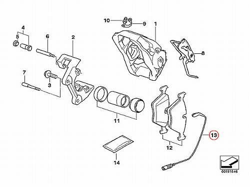ブレーキパッドセンサー(ディスクパッドセンサー) フロント 右側 用 BMW [34352283405]