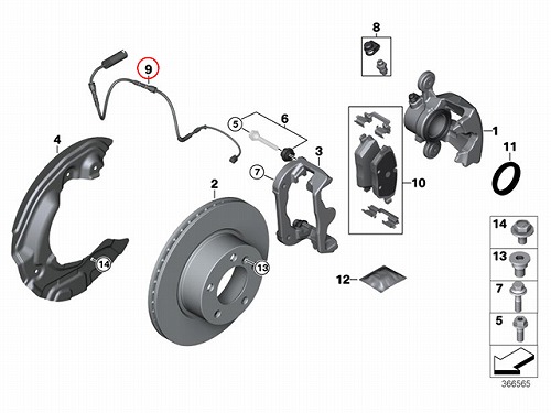 ブレーキパッドセンサー(ディスクパッドセンサー) フロント BMW [34356792289]