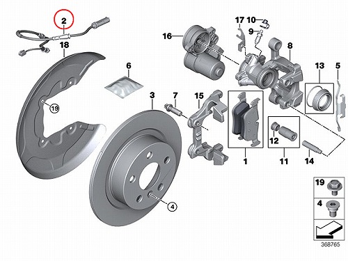 ブレーキパッドセンサー(ディスクパッドセンサー) リア BMW [34356865612]