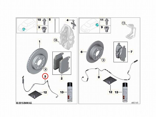 ブレーキパッドセンサー(ディスクパッドセンサー) フロント BMW [34356870349]