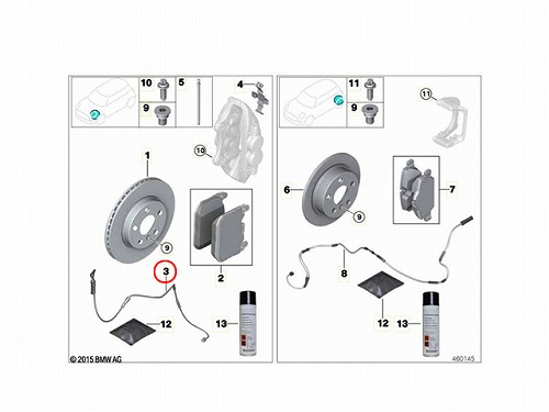 ブレーキパッドセンサー(ディスクパッドセンサー) フロント BMW [34356877085]