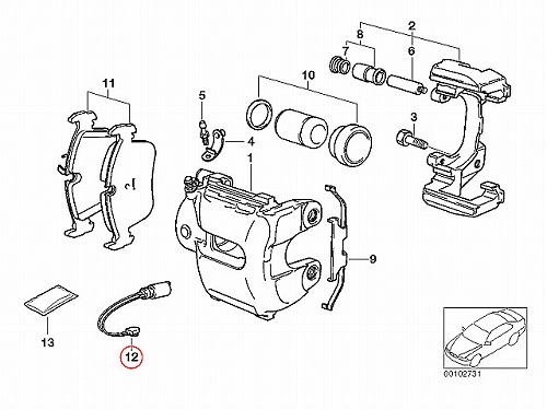 ブレーキパッドセンサー(ディスクパッドセンサー) フロント BMW [34357836795]