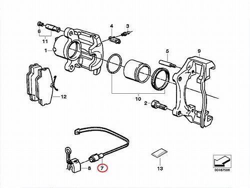 ブレーキパッドセンサー(ディスクパッドセンサー) フロント BMW [34359058889]
