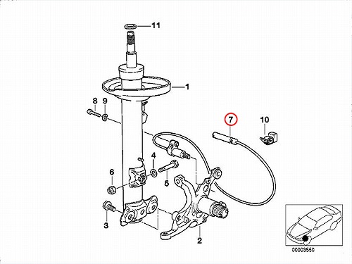 ABSセンサー(スピードセンサー) フロント 左右共通 BMW [34521163027]