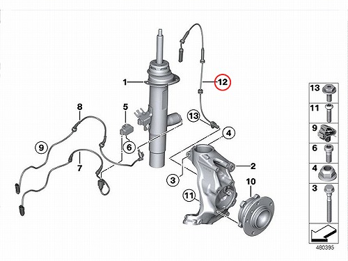 ABSセンサー(スピードセンサー) フロント 左右共通 BMW [34526791223]