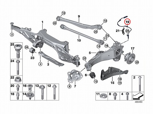 ABSセンサー(スピードセンサー) リア 左右共通 BMW [34526858466]