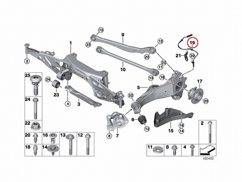 ABSセンサー(スピードセンサー) リア 左右共通 BMW [34526858467]