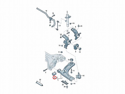 ロアアームブッシュ(コントロールアームブッシュ) フロント 前側 VW(フォルクスワーゲン) [357407182]
