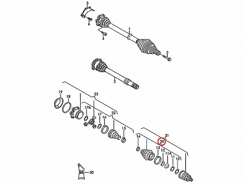 ドライブシャフトブーツキット フロント アウター AUDI(アウディ) [3B0498203F]