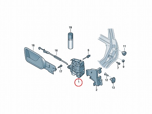 純正 ドアロック アクチュエーター フロント 右側 VW(フォルクスワーゲン) [3D2837016J]