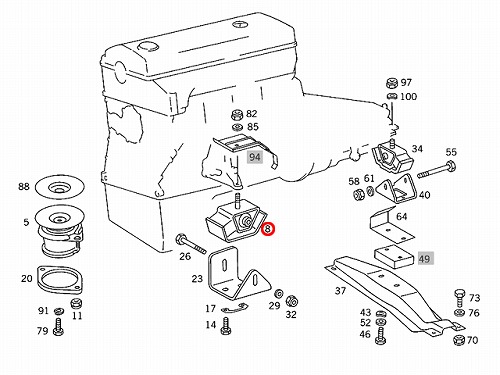 エンジンマウントブッシュ フロント メルセデスベンツ [4602406618]