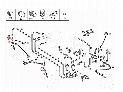 ブレーキホース フロント 左右共通 メルセデスベンツ [4614200748]