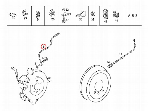 ABSセンサー(スピードセンサー) フロント 左右共通 メルセデスベンツ [4635400317]