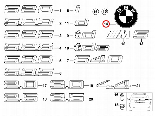 純正 オーナメント(エンブレム) リア BMW [51148219237]