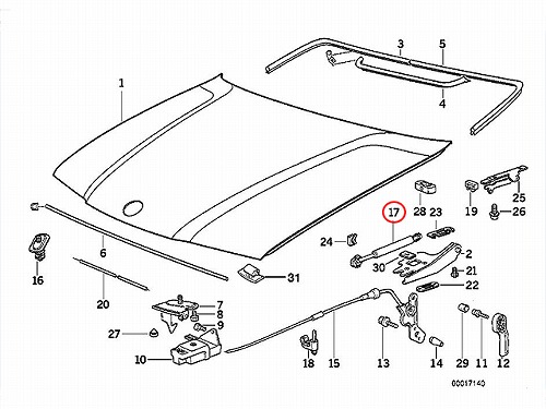 ボンネットダンパー(エンジンフードダンパー) BMW [51231960852]