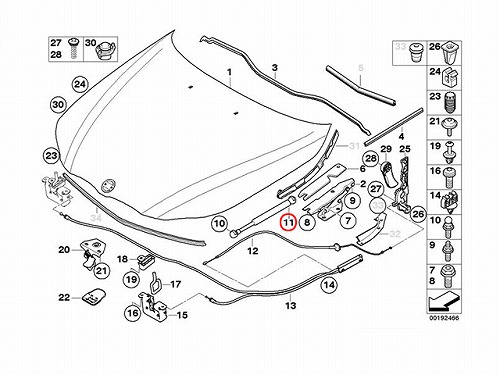 純正 ボンネットダンパー(エンジンフードダンパー) 左右共通 BMW [51237070670]
